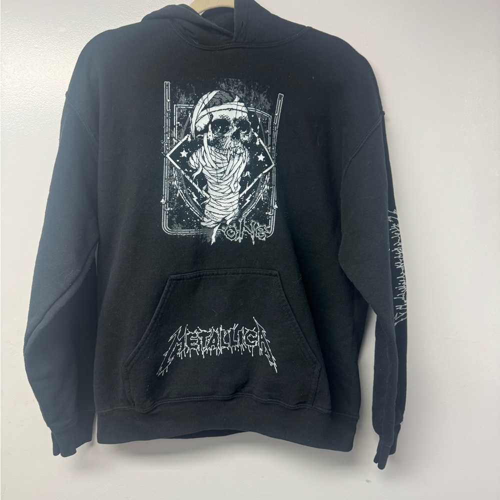 Metallica Hoodie Medium Black Skull Graphic Sweatshirt Band Merch Heavy Metal